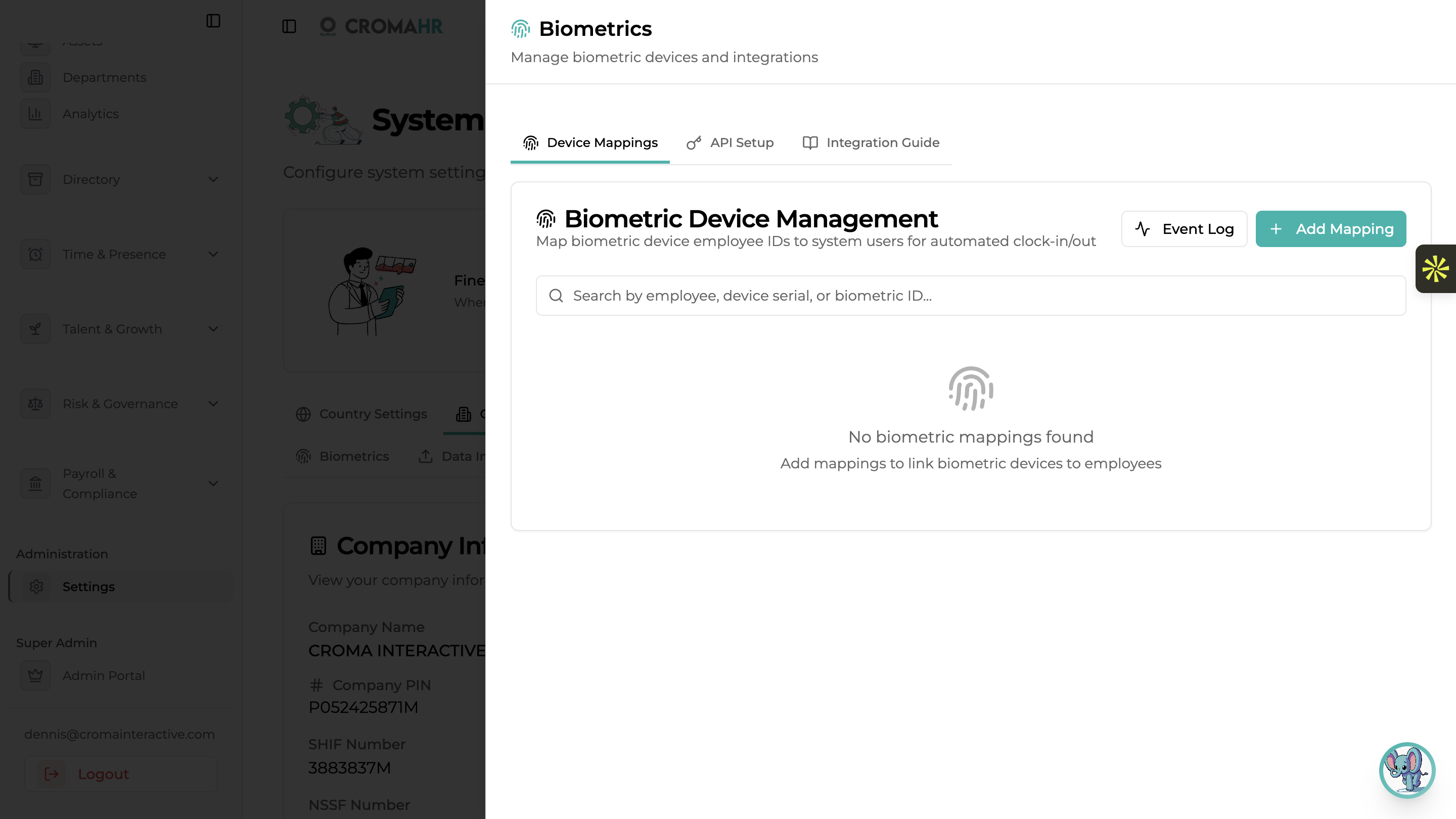 Biometric device registration