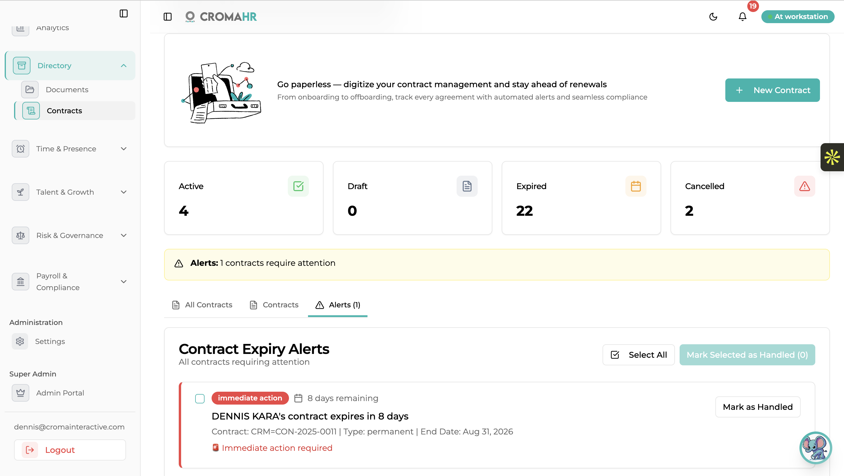 Onboarding checklist with due-dated tasks