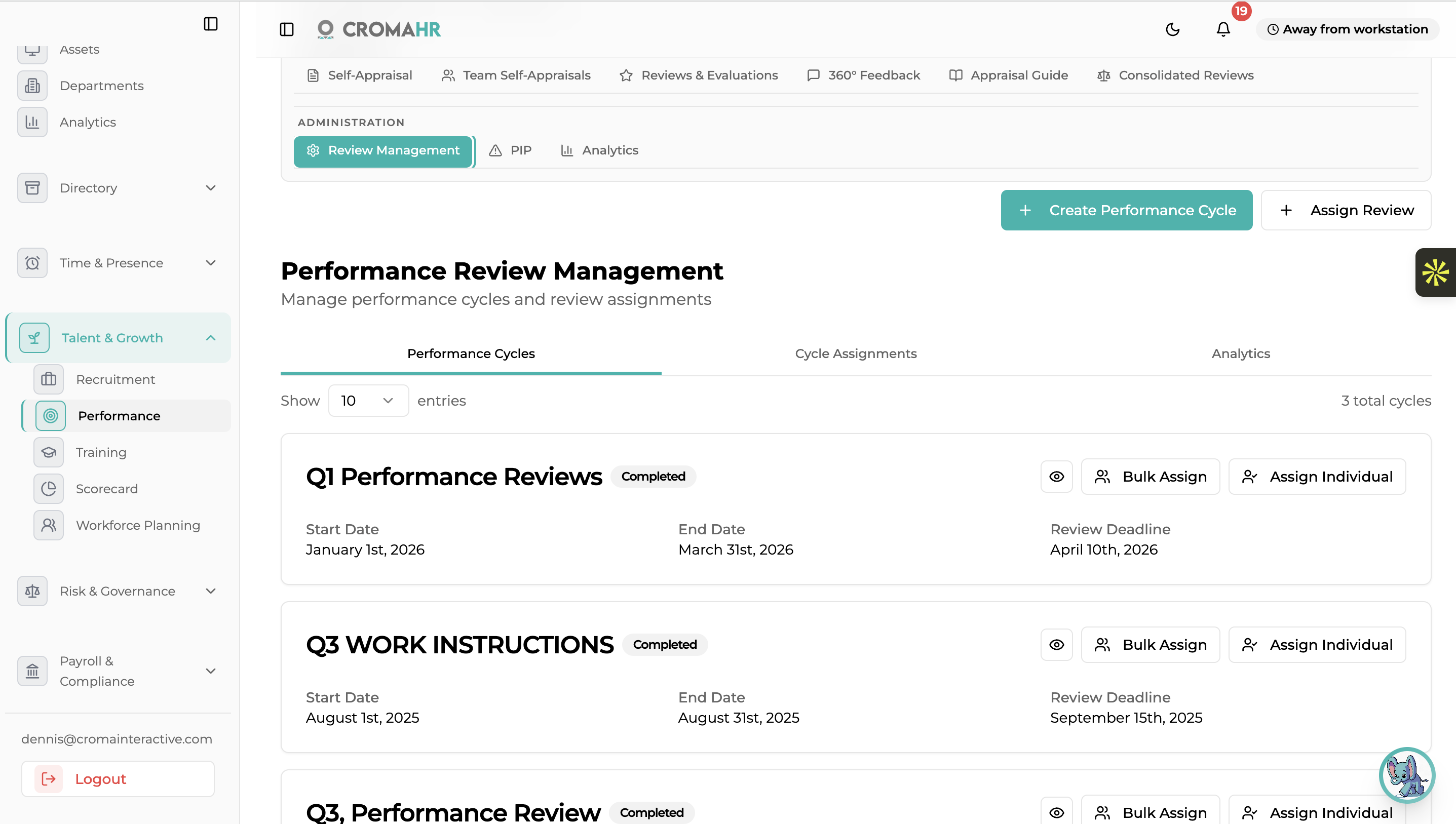 Custom review cycle configuration
