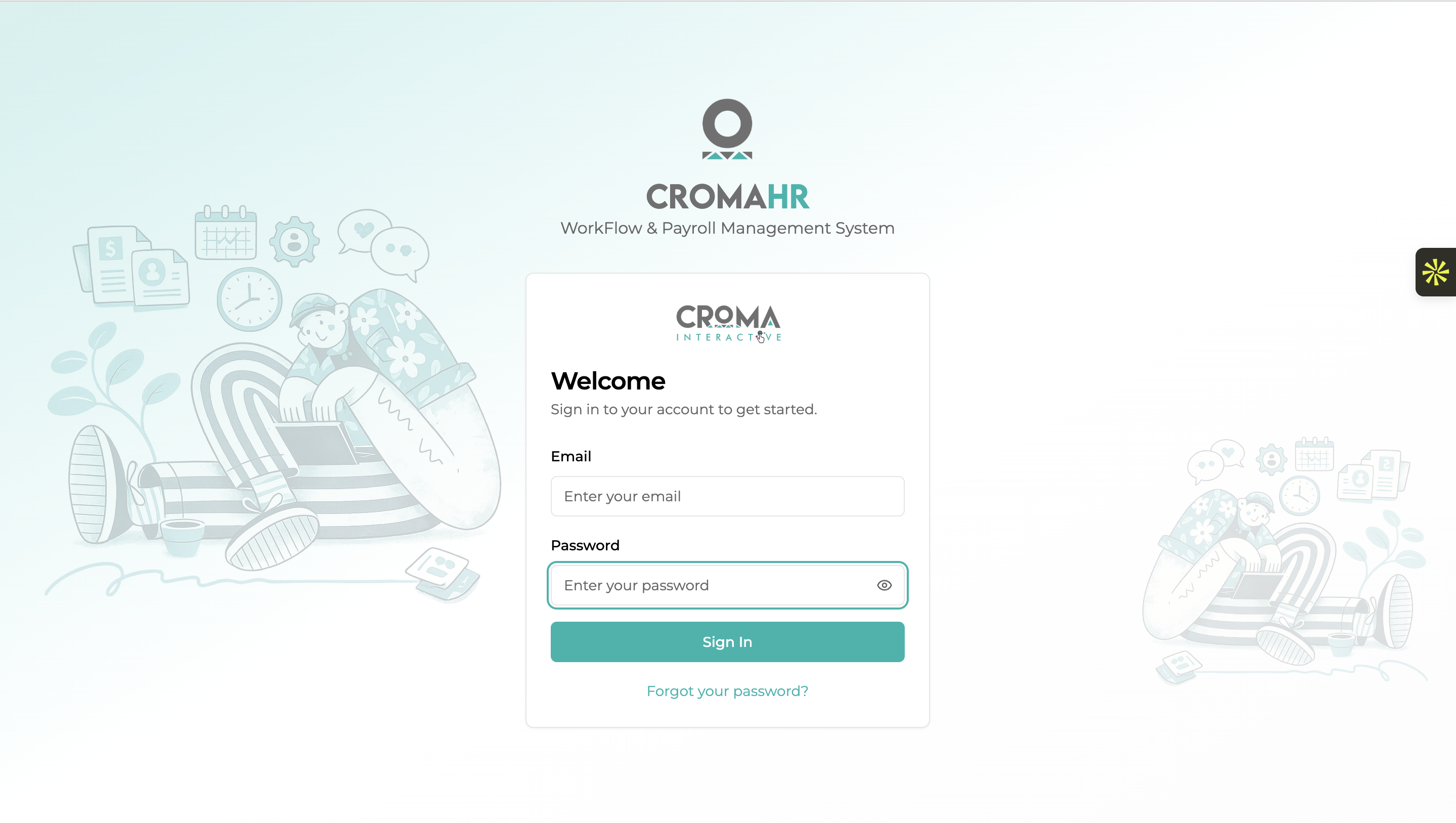 CromaHR sign-in screen