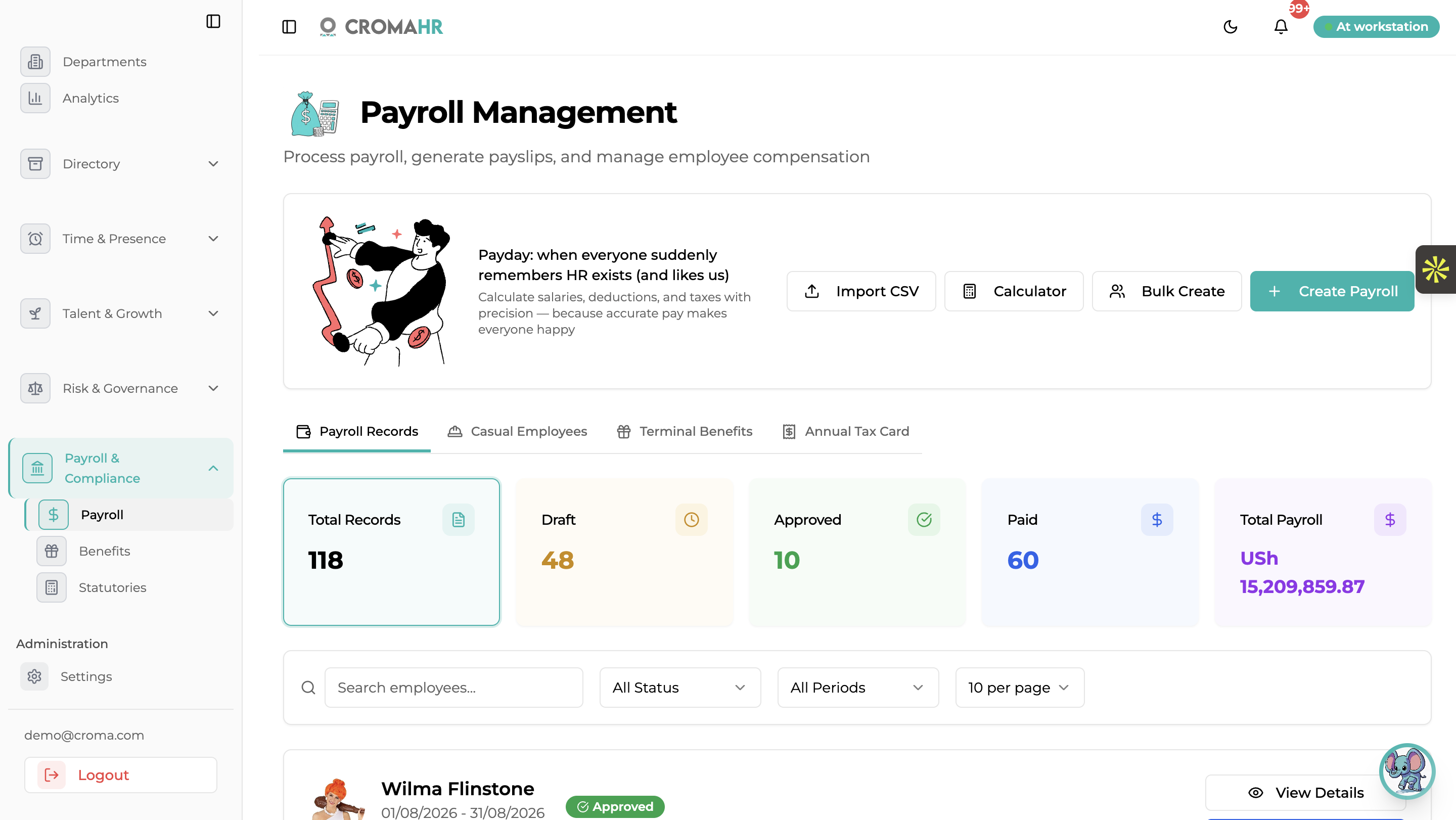 Payroll Management in CromaHR