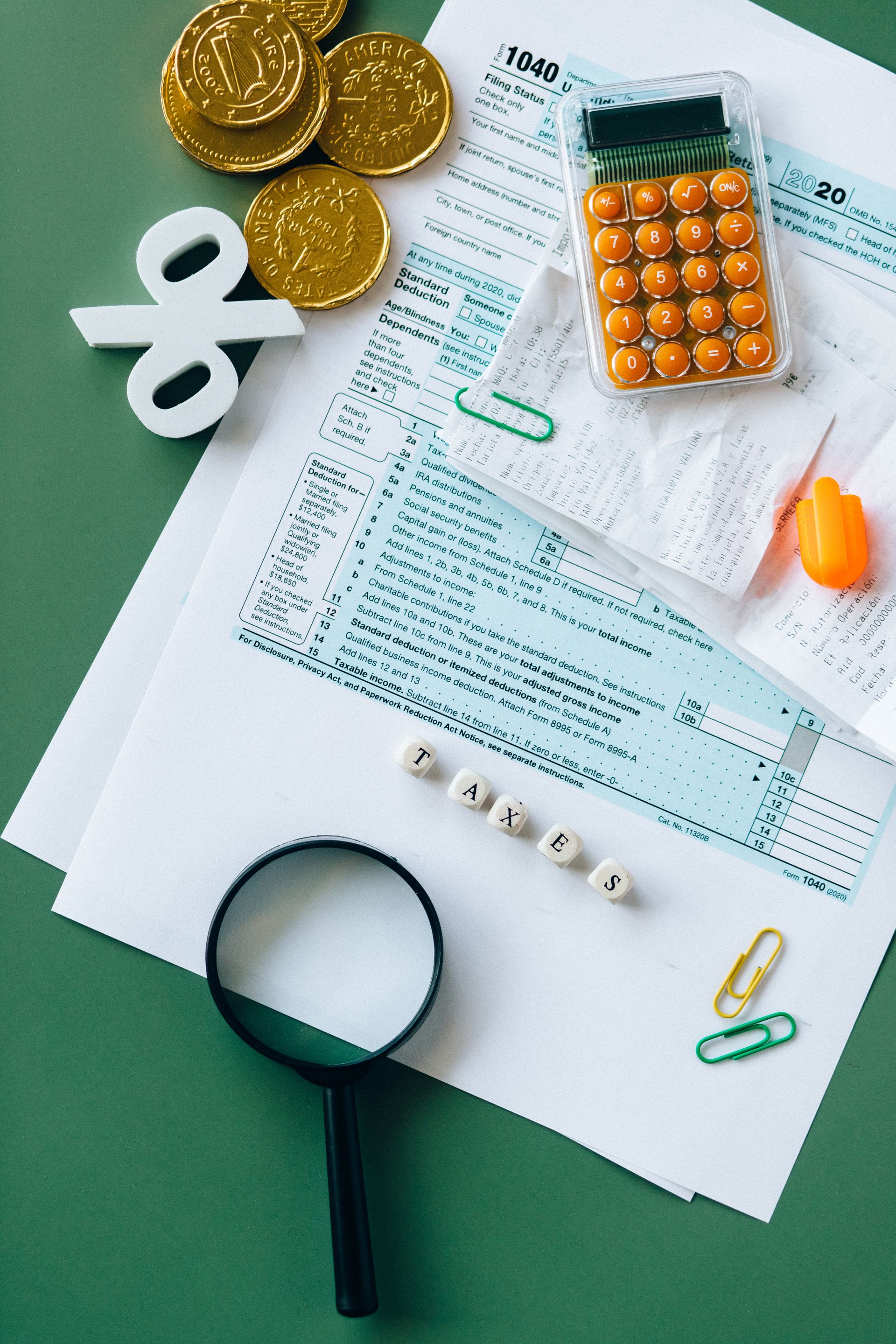 Tax documents and calculator